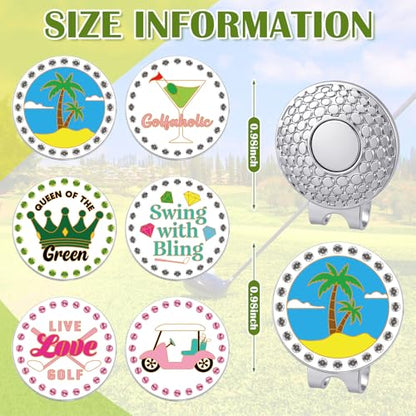 AmazingSpark Golf Ball Markers with Magnetic Hat Clip Funny Bling Golf Ball Markers Divot Tool Accessories Removable Attaches Easily to Hat Gifts for Women Men Sport Players