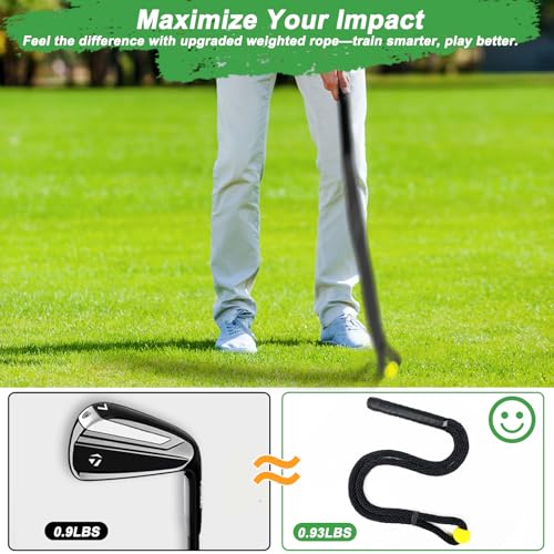 Golf Rope Swing Trainer, Professional Golf Swing Rope Training Aid to Improve Speed, Tempo, Rhythm, Flexibility and Strength, Golf Warm-Up Practice Equipment for Golfers of All Levels - color: Black