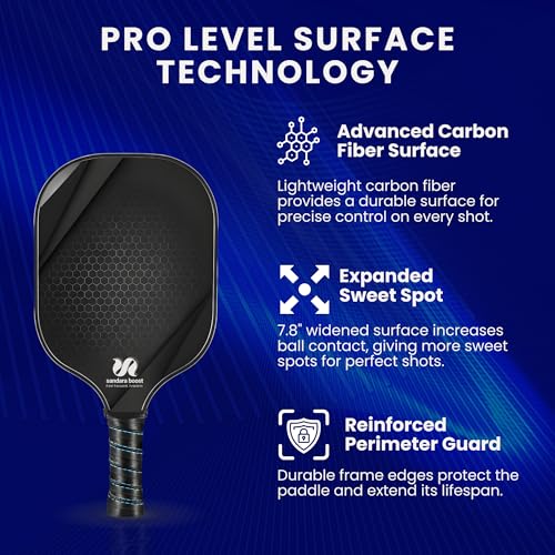 Pickleball Paddles Set of 2, Carbon Fiber Pickleball-Set Lightweight Pickle Ball Rackets 2 Pack with 4 Balls, 1 Carry Bag and Grip Tapes, Pickleball Paddle for Men and Women