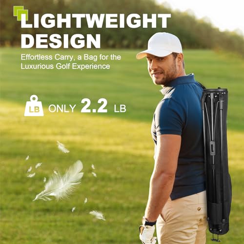 uniHimal Golf Lightweight Stand Carry Bag– Easy to Carry and Durable Pitch n Putt Golf Bag for The Driving Range, Par 3 and Executive Courses–31.5 inches Tall - color: Black