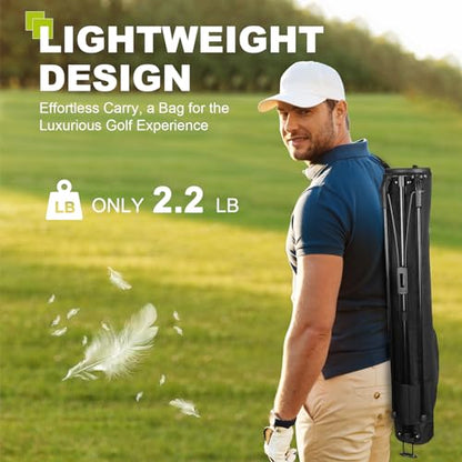 uniHimal Golf Lightweight Stand Carry Bag– Easy to Carry and Durable Pitch n Putt Golf Bag for The Driving Range, Par 3 and Executive Courses–31.5 inches Tall - color: Black