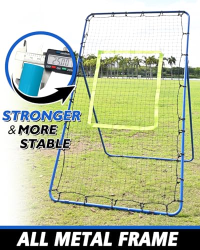7x4FT Volleyball Rebounder Net Set with Training Accessories, Portable Bounce Back with 5 Adjustable Angles for Practice Volleying, Bumping, Spiking - Easy Set Up with Volleyball and Travel Bag - color: Blue