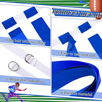 Sintege 14/28 Player Flag Football Belt Set, Adjustable Football Flag and Belts Gifts for Youth Adults Sports Training Event - color: Blue