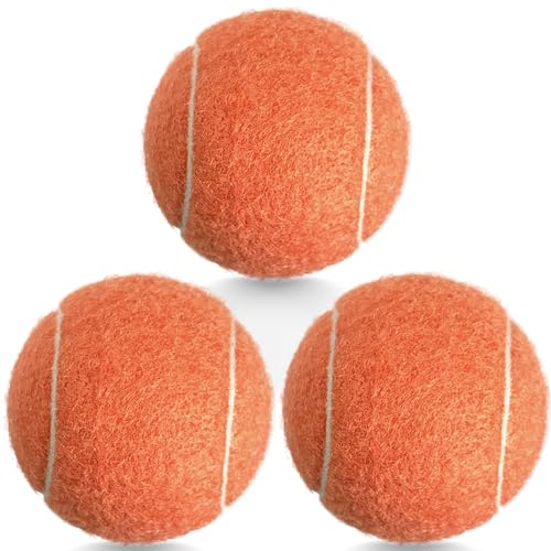 3 Pack Tennis Balls - Long Lasting Practice Balls for Tennis Beginners, Tennis Training Balls, Dog Fetch Toys - color: Orange