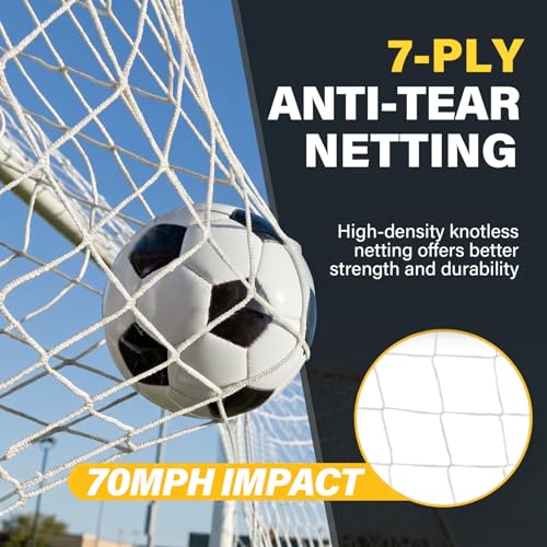 Soccer Goal,12x6ft Soccer Net for Backyard Training, Upgraded Collapsible Metal Base, Portable Soccer Goals for Backyard, Easy Set Up Soccer Net with 1 Carry Bag & 4 Guy & Ropes 8 Ground Stakes