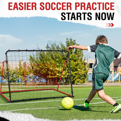 ZEALFEEL Soccer Rebounder Net, 10 Adjustable Angles 6x4FT Soccer Kickback Trainer for Passing, Ball Control & Volley Practice, Easy Setup Portable Football Training Net for Solo & Team Use