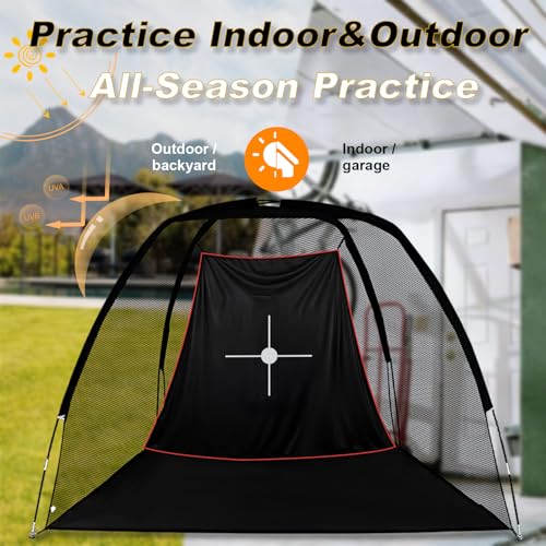 Gagalileo Golf Hitting Net Backyard Driving: 10x7FT with Silent Velvet Target Portable Practice for Men Dad Golfer Lovers Set Gift