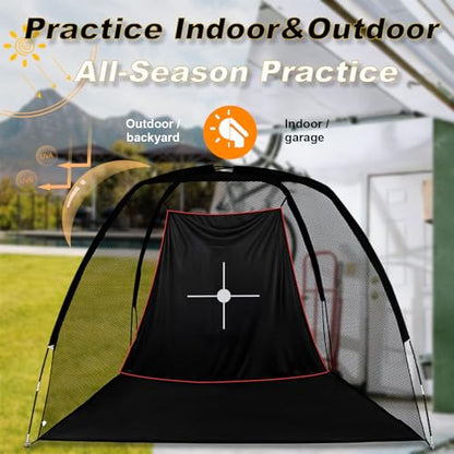 Gagalileo Golf Hitting Net Backyard Driving: 10x7FT with Silent Velvet Target Portable Practice for Men Dad Golfer Lovers Set Gift
