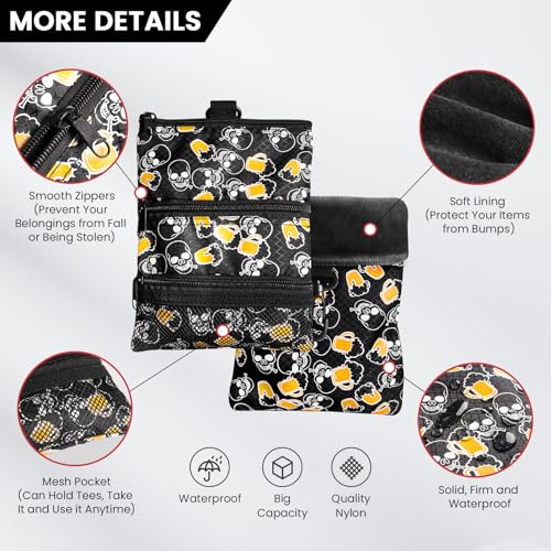 Amy Sport Golf Bag Accessories Valuables Pouch Bags Multi Pocket Zipper Hook with 10 Pcs Wood Golf Tees for Men Women - color: Beer