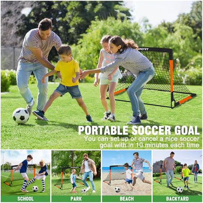 VAVOSPORT Kids Soccer Goals for Backyard Set, 2 of 4x3 / 6x4 ft Portable Soccer Goal Nets, Pop Up Mini Toddler Soccer Net Training Equipment & Ball, Cones for Ages 3-14, Outdoor Games Gifts for Kids