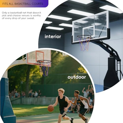 Dakzhou Basketball net, Metal Chain Net Braided Permanent Rust Proof (12 Links), Quick Installation - color: Purple/Yellow