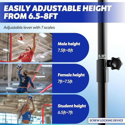 11 x 8 ft Volleyball Training Equipment Practice Net Station, Volleyball Trainer Equipment for Hitting and Serving Practice in The Backyard with 4 Adjustable Heights, l Bucket Trainer