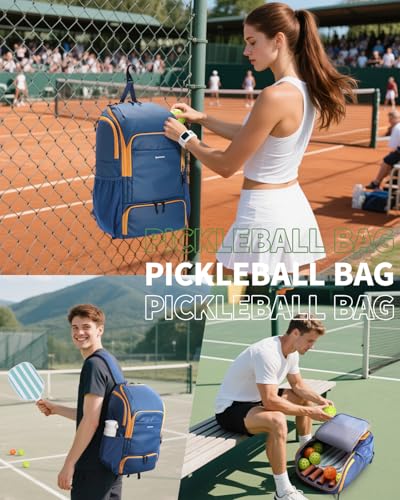 sportsnew Pickleball Bag Large Sports Pickleball Backpack with Shoe Compartment for Men Women, Patent Pending