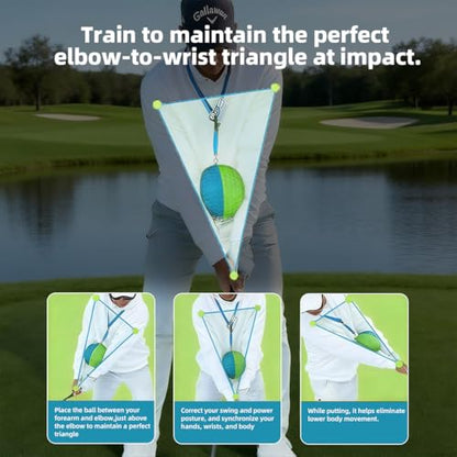 THEMARS Golf Swing Trainer, Golf Training Aid Ball - Soft PU Foam Forearm Connection Ball & Practice Equipment & Posture Correction | Fix Chicken Wing, Slicing & Scooping with Adjustable Lanyard - size: Large