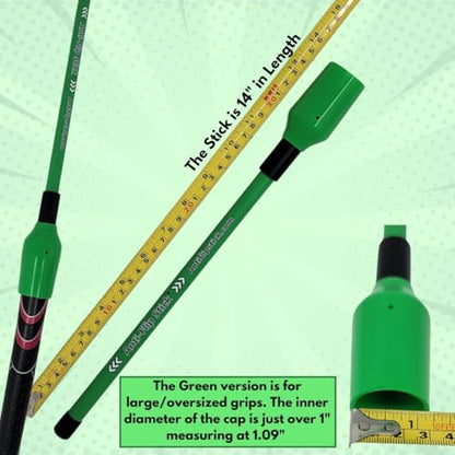 Anti-Flip Stick® Golf Training Swing Aid | Improve Impact & Swing Plane | Chipping Training Aid | Stop Casting & Flipping - color: Large Grips (Green 14" - Cap 1.09), size: 14" Length - Cap Inner Diameter 1.09