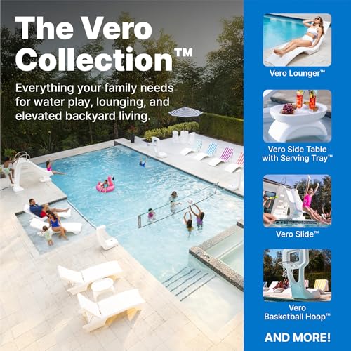Step2 Vero Pool Volleyball Net, Outdoor/Indoor Waterproof Patio Furniture, Made of Durable Plastic, 15-25 Feet, White