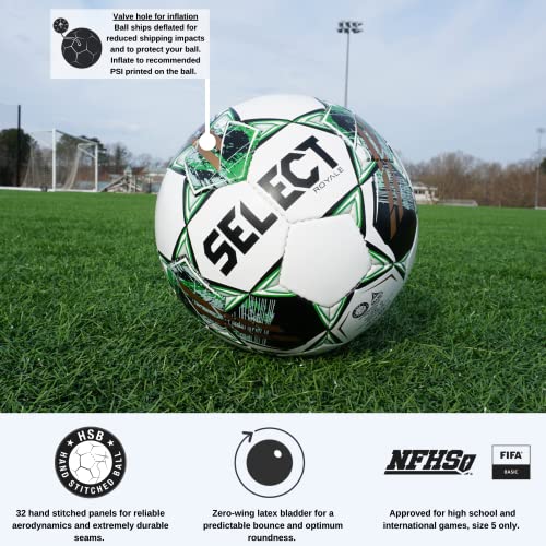 Select Royale Soccer Ball - color: White/Green V22 - 1 Ball, size: 5