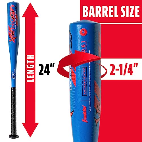 Franklin Sports Kids Teeball Bat - Venom + Barracuda Aluminum + Composite - USA Baseball Certified for Boys + Girls - Youth Metal Bat - Drop -10 to -13