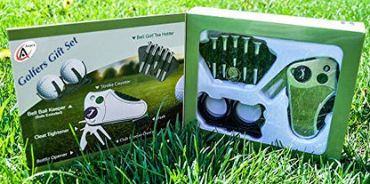 Golfer's Best Golf Gift Set: Tool - Stroke Counter, Divot Tool Repair, Brush, Ball Marker, Cleat Tightener, Club Groove Cleaner Belt Tee Holder Tees Belt Ball Holder - Gift Idea For Men Women