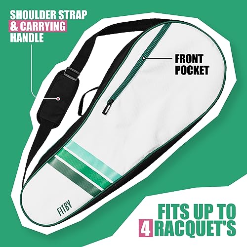 Tennis Bag for Men & Women - Lightweight Durable Racquet Bag with Adjustable Shoulder Strap & Side Pockets - Fits Multiple Racquets - Tennis Racket Cover (27" x 10")