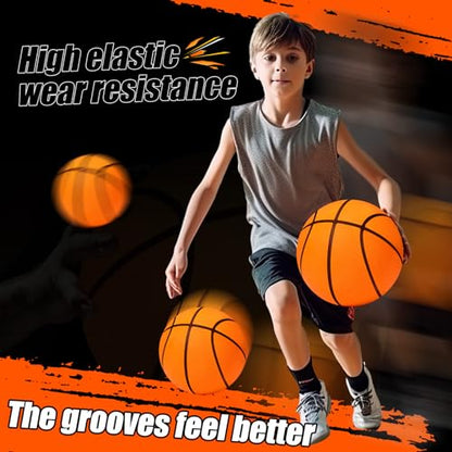 JellyArch 2 Pcs Silent Basketball Size 7 (29.5") Indoor Soft Foam Basketball Official Sports Ball Elastic Inside for Youth Dribbling Training Practice Ball