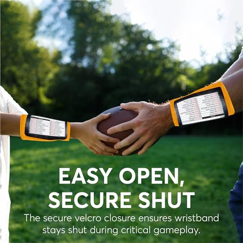 Football Play Wristbands | Sports Playbook Band | Youth Quarterback Gear | Wristband Playbook | Softball Wristbands for Signs - color: Orange