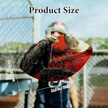American Football, Official Size 11.9 x 7.3 Inch, Premium Composite Leather High-Grip Ball with Pro-Style Lacing, Unique Prints for Training, Games & Gifts - color: Dark Moon Crow