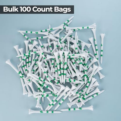 NorthPointe Four Leaf Clover/Shamrock 3 ¼” Plastic Golf Tees - 100 Tees in Bulk - color: White and Green