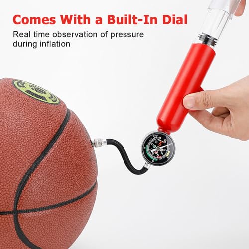 Portable Air Pump, Waterproof Handheld Air Pump with Pressure Gauge for Basketballs Soccer Balls and More