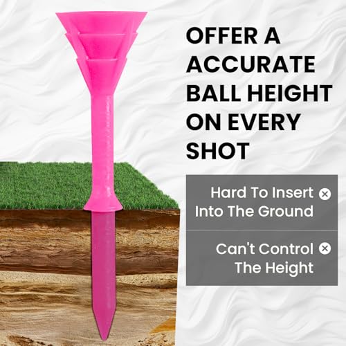 Amy Sport Golf Tees Plastic 3 1/4 inch Upgrade Unbreakable Bulk 30 Pack Reduce Friction Side Spin Durable Stable 83 mm Long Tee for Golfer Practice - color: Pink