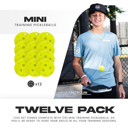 Franklin Sports Mini Training Pickleballs - 1.65" Inch Practice Pickleballs - Indoor + Outdoor Balls for Speed, Control + Accuracy Training - Yellow - 12 Pack