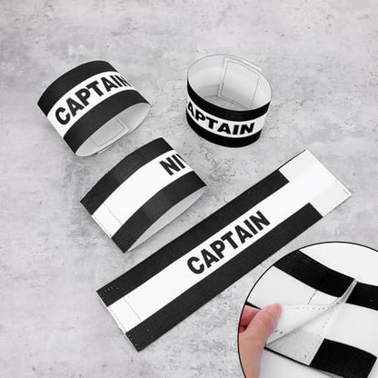 4Pcs Elastic Soccer Captain Armbands, Adjustable Breathable Classic Design, Suitable for Youth and Adults, Multi-Sport Accessory for Football, Rugby, Basketball and Volleyball (12.2x3.15In)
