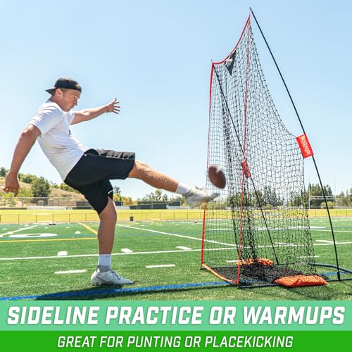 GoSports Football 7 ft x 4 ft Kicking Net - Sideline Practice for Punting or Place Kicks, Ultra-Portable Design with Weighted Sandbag