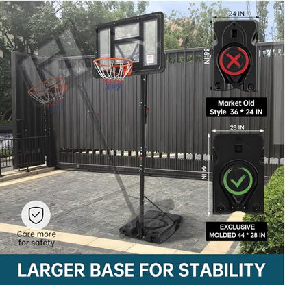 Basketball Hoop Outdoor 10FT Height Adjustable, Portable Basketball Goals & Hoops with PC Backboard and Large Water/Sand Base, Indoor Outdoor Basketball Hoop for Kids Youth Adults Backyard Driveway - style: Handle Position Adjustment Lift