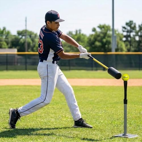 Baseball Swing Trainer Bat with 12 Soft Practice Balls & Carry Bag - Kinetic Chain Hitting Mechanics Tool with Adjustable Grip, Nylon Rope Centrifugal Force Corrector for All Skill Levels