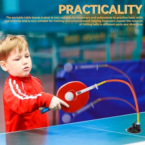 HERCHR Table Tennis Training, Professional Ping Pong Trainer with Suction Base, Table Tennis Training Device Rebound Ball Machine for Beginners