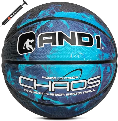 AND1 Chaos Basketball: Official Regulation (29.5 inches) Rubber - Deep Channel Construction Streetball, Made for Indoor Outdoor Basketball Games - color: Black Hole