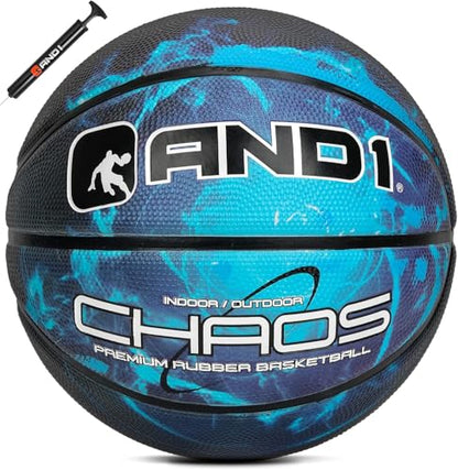 AND1 Chaos Basketball: Official Regulation (29.5 inches) Rubber - Deep Channel Construction Streetball, Made for Indoor Outdoor Basketball Games