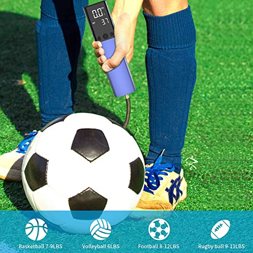 Pumteck Electric Ball Pump, Smart Air Pump Portable Fast Ball Inflation with Precise Pressure Gauge and Digital LCD Display for Football Basketball Volleyball Football - color: Violet