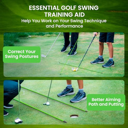 FINGER TEN Golf Alignment Sticks Rods Swing Trainer Tools 43 Inch 2 Or 3 Pack, Fits in Golf Bag Tour Stickers Practice Training Aid - color: 3 Pack Green