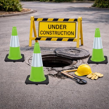 6 Pack Green 18 Inch Black Base Traffic Cones for Vehicle Maneuvering Practice, Driving Training, Lane Marking & Safety Warning (6, Green, 18 Inch) - color: Green, size: 18 Inch