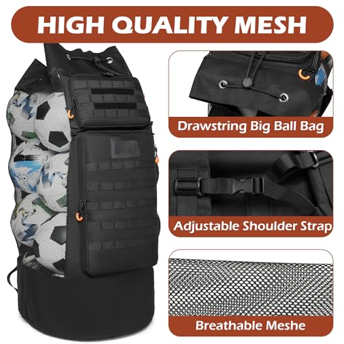 Extra Large Soccer Ball Bag, Heavy Duty Mesh Equipment Ball Bag for Coach, Storage Bag for Basketball, Volleyball, Swimming Gear