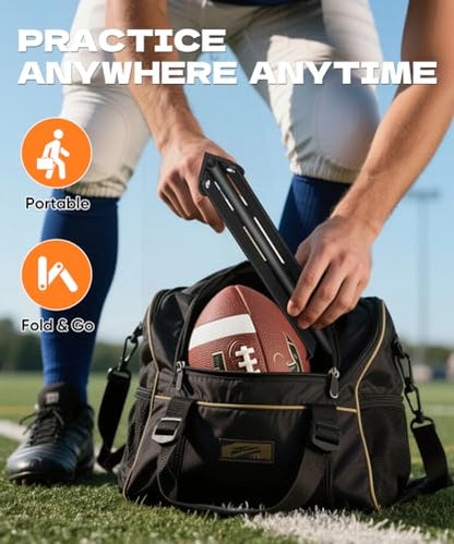 Football Kicking Tee Stand, Portable Field Goal Kicking Holder for Adult & Youth, Pro Metal Place Kickoff Training Practice Stand Equipment Compatible with All Ball Sizes, Black, 1 Pack