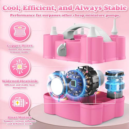 LooLaa Balloon Pump 4-in-1 Electric Balloon Inflator with Triple Inflating Ports for All Balloons Air Filler Machine for Sports Balls Inflator Deflator for Inflatables