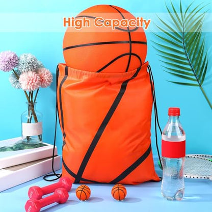 Riakrum 12 Pcs 16.5 Inch Ball Drawstring Backpack Party Drawstring Bag for Sports Travel Gym Workout