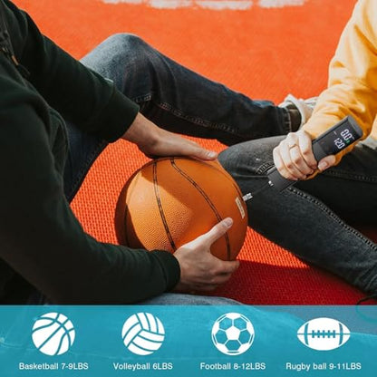 Electric Ball Pump,Smart Air Pump Portable Fast Inflation Accurate Pressure Gauge and Digital LCD Display for All Sport Balls Basketball Football Volleyball Balloon Swim Ring(2Pin & 1Nozzle & 1Spout)