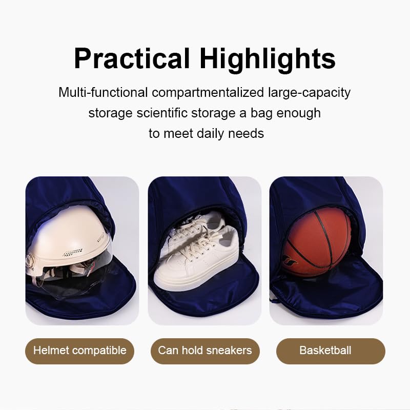 Sports Drawstring Backpack, Waterproof Swim Gym Bag for Women&Men, String Basketball Pack with Shoes Compartment, Dark Blue - color: Dark Blue