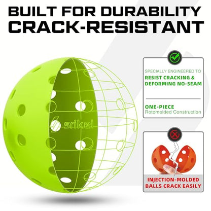 Pickleball Balls-USAPA Approved Outdoor/Indoor Pickleballs,Seamless Roto-Molded Design for Durability,Crack-Resistant 40-Hole Pickle Ball for Beginner Intermediate Pro Player,6/12/36/50/100Pack