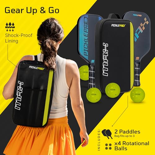 Ultimate Pickleball Set with Regulation Net System – 2 Carbon Fiber Max Thermoformed Paddles with CAS Surface, 4 Outdoor Balls, CourtMark PVC Kit & Paddle Bag – USAPA Approved, Tournament-Grade