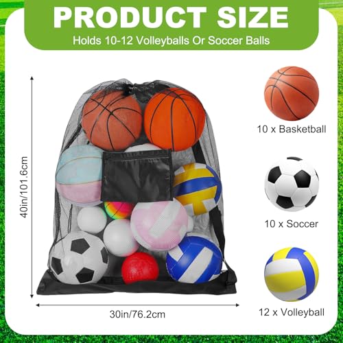 cobee 6 Pack Extra Large Sports Ball Bags, 30" x 40" Mesh Drawstring Backpack with Adjustable Shoulder Strap Training Ball Bag for Basketball Soccer Football Volleyball Gym Equipment Accessories